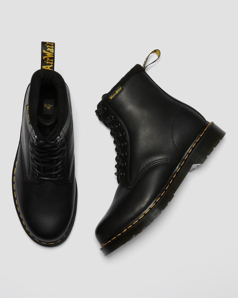 Black Men's Dr Martens 1460 Pascal Warmwair Leather Winter Boots | CA 571FDN